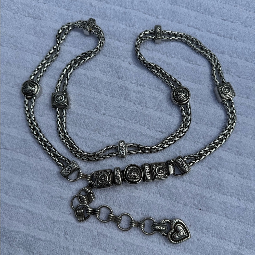 Silver Chain Necklace with Heart Clasp